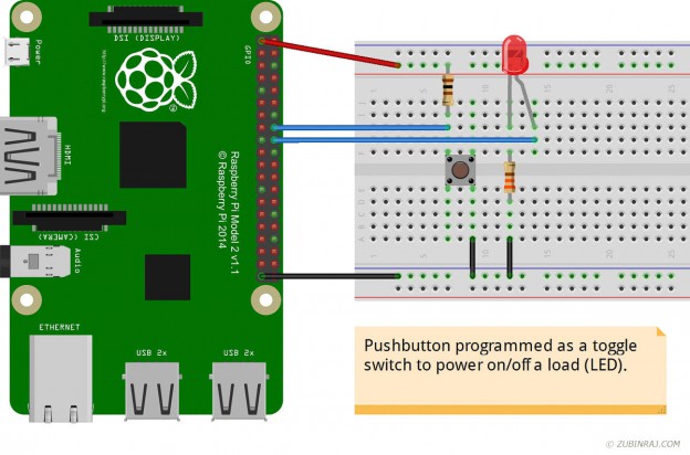 Raspberry Pi – Button as a digital toggle switch – Zubin's Web Log